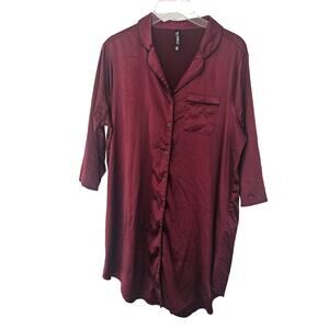 Torrid Sleep Burgundy Dream Satin Button Through Sleep Gown sz 00 $49.50 Basic